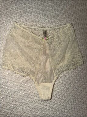 NWT free people Wild Lovers High-Waist Lace Cheeky Panties in Ivory with Rose 🌹